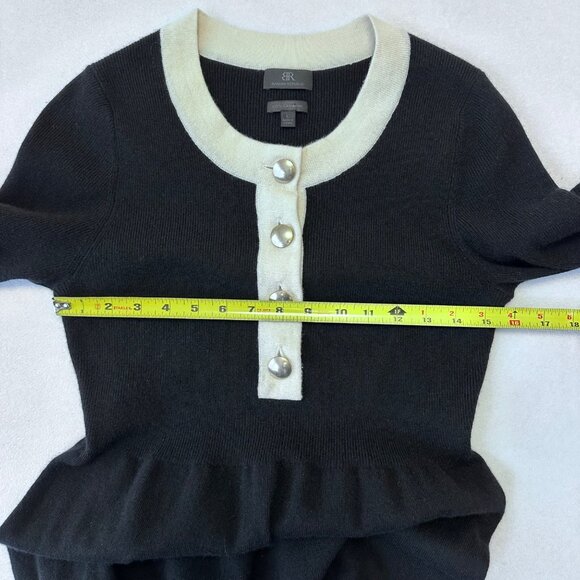 Banana Republic 100% Cashmere Knit Dress Size Large Black Contrast Trim Classic - Picture 9 of 11
